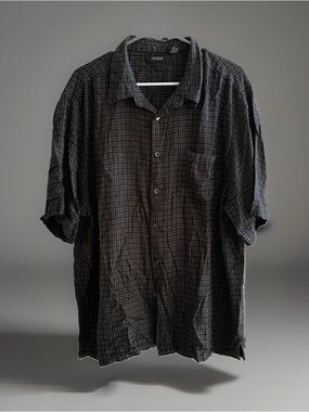 Mondo Di Marco Geometric Button Up Shirt XXL Black Modal Short Sleeve Casual